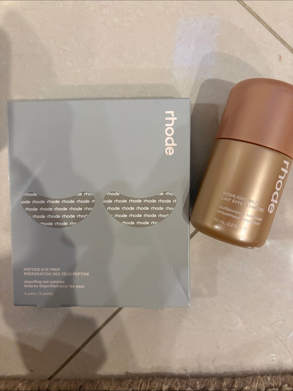 RHODE Luminous Highlighter & Peptide Eye Prep Set in Rose Gold